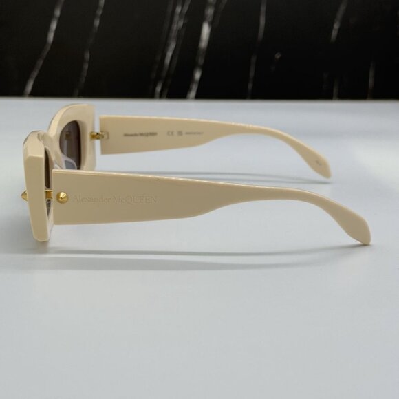 NEW AM0426S 005 ALEXANDER MCQUEEN IVORY WOMAN SUNGLASSES - Picture 9 of 12